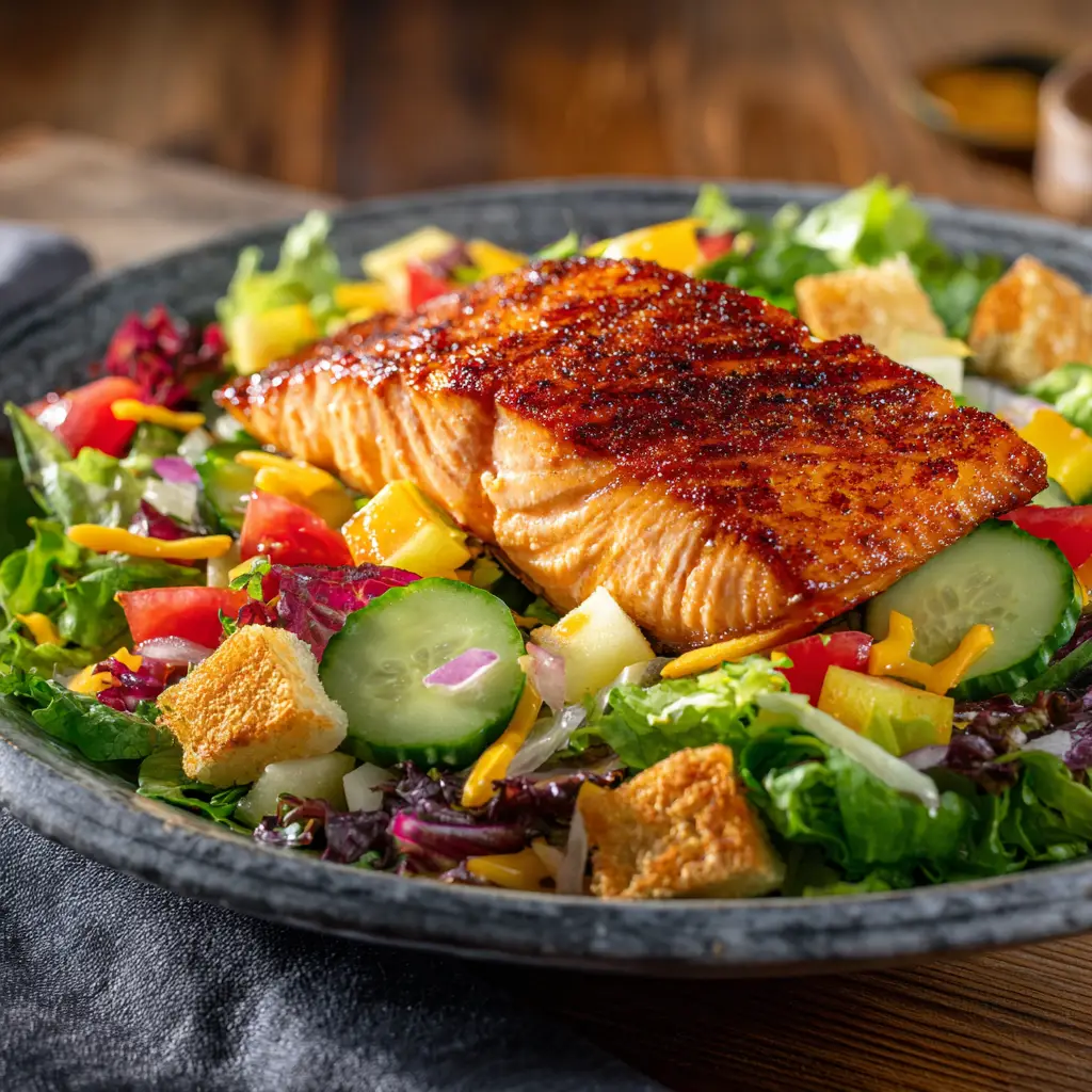 Longhorn Steakhouse Farm Fresh Field Greens with Grilled Salmon Menu
