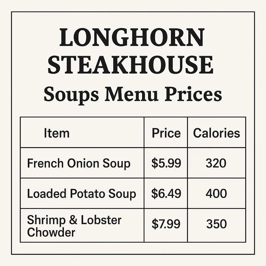 Longhorn Steakhouse Soups Menu
